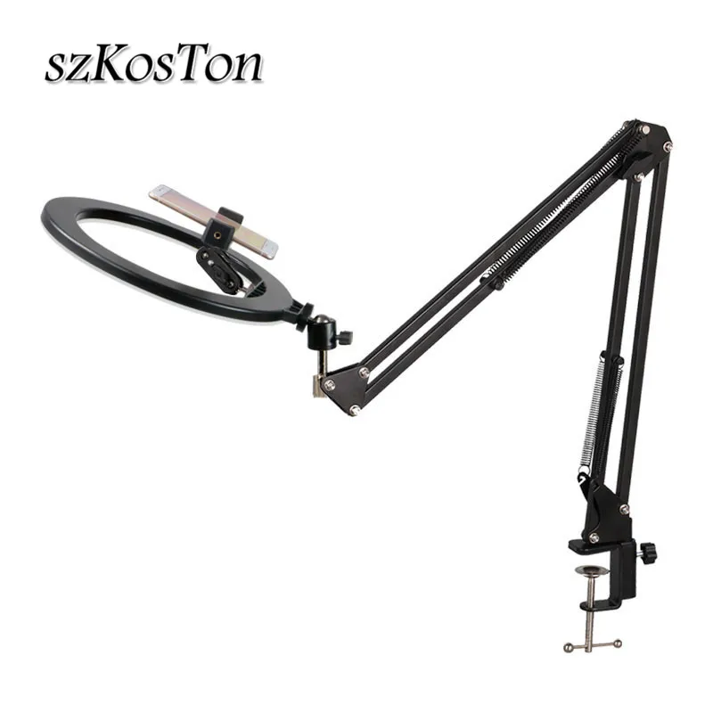 

USB Interface Dimmable LED 3 Colors Selfie Ring Light Camera Phone Photography Video Makeup Lamp With Tripod Stand Phone Clip