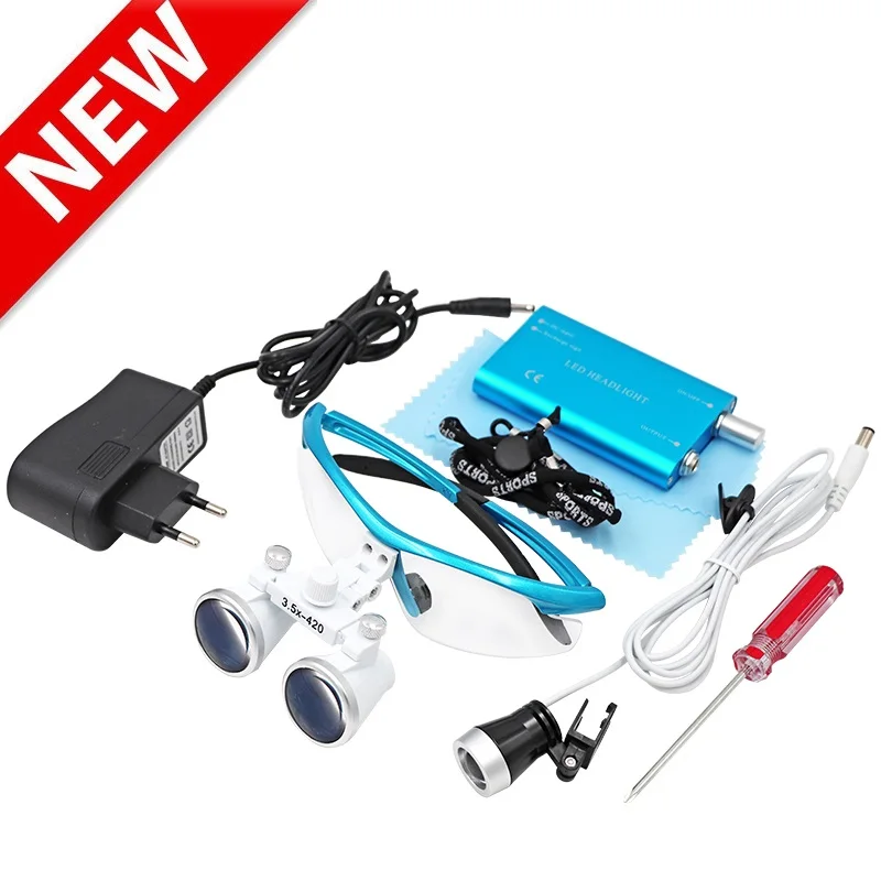  3.5X Dental Loupe Magnification Galilean Binocular Loupes Magnifier with Headlight LED Light Dentis - 4000584687921