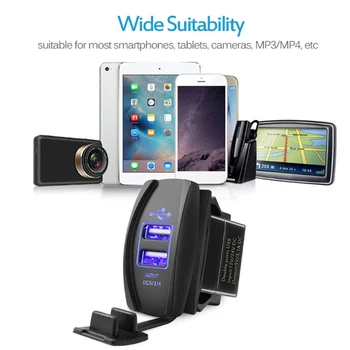 

Vehemo 3.1A DC12/24V Car Charger USB Charger Intelligent Adaptive 2USB Port Socket Power MP3 Smart Tablet