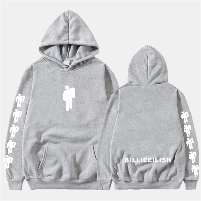 10gray Новинка года, толстовка с капюшоном Billie Eilish, модные толстовки с принтом для женщин и мужчин, толстовки с длинными рукавами, лидер продаж, Повседневная Уличная одежда Sudadera Hombre - Цвет: 10gray