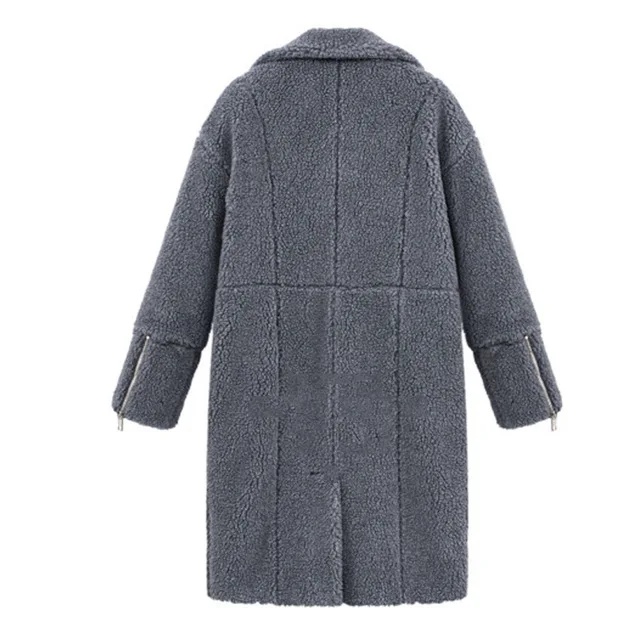 Новое осенне-зимнее женское шерстяное пальто с длинными рукавами и отложным воротником, оверсайз-Блейзер, верхняя одежда, куртка, пальто свободного кроя для женщин Y956