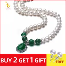 NYMPH жемчужное ожерелье ювелирные изделия зеленый агат натуральный кулон ювелирные изделия для матери X1213
