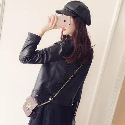 2021 Women Spring Genuine Real Sheep Leather Jacket R2