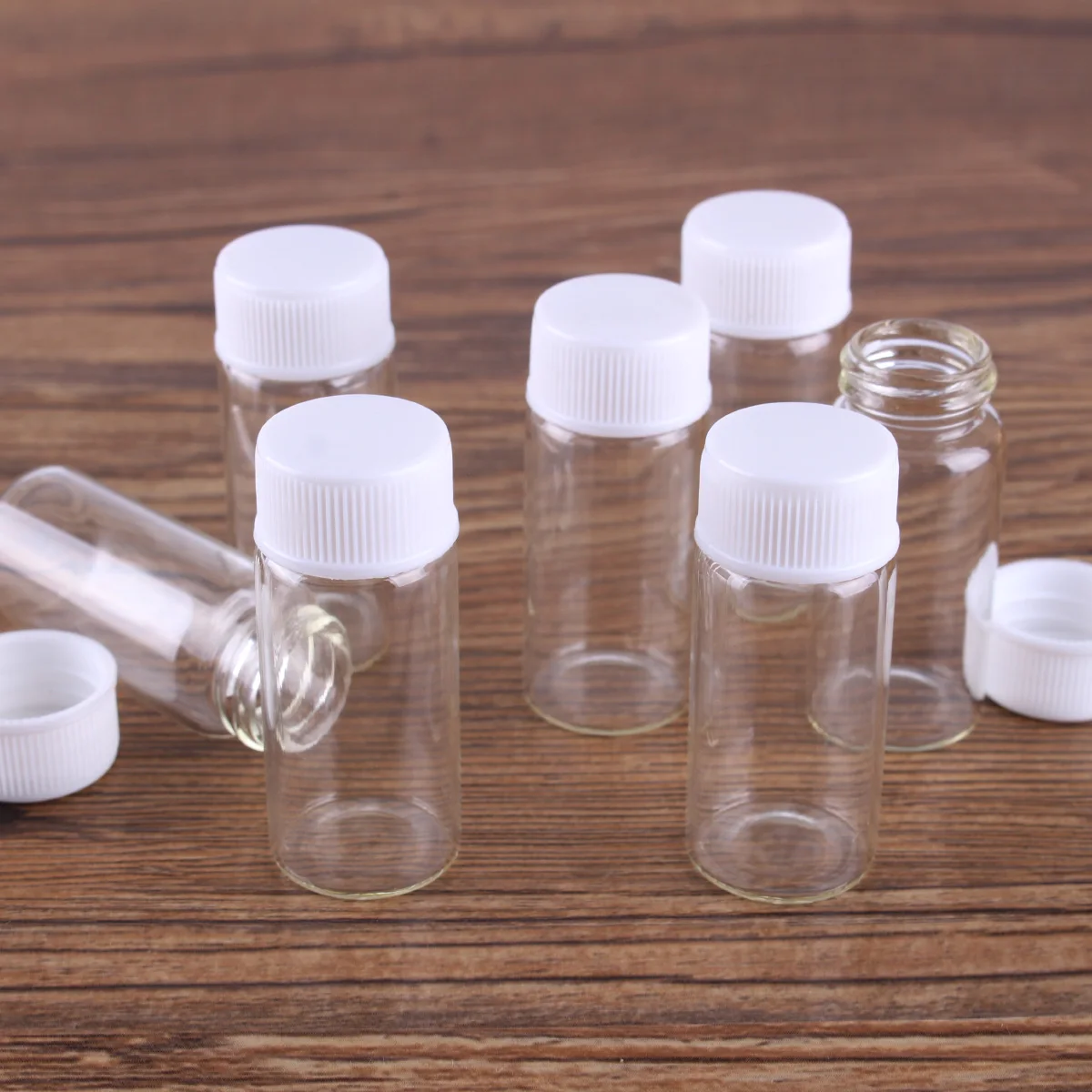 10pcs 10ml 22*50mm mini Clear Glass Jars Glass Bottles with White Plastic Caps Glass Vials for Art Craft 3