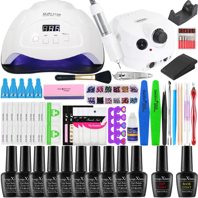 

Nail Set With 84/54/24W Nail Lamp nail kit 10 pcs Gel Polish Nail drill Machine Nail Polish Kit Nail Art Tools Set Manicure Set