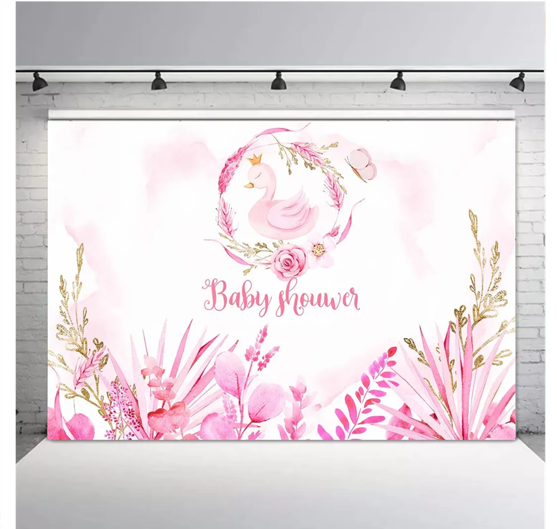 

HUAYI Photography Backdrop Flamingo Pink Girls Baby Shower 1st Birthday Party Cake Desserts Table Decor Banner Photo Background
