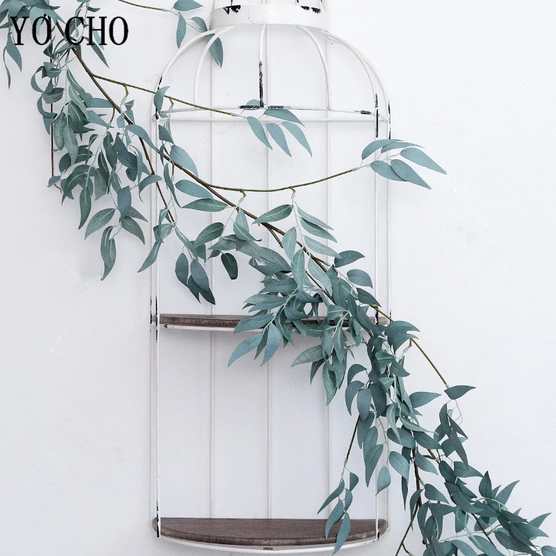 YO CHO Willow Eucalyptus листья лоза искусственные растения Настенные Зеленые Лозы Плющ