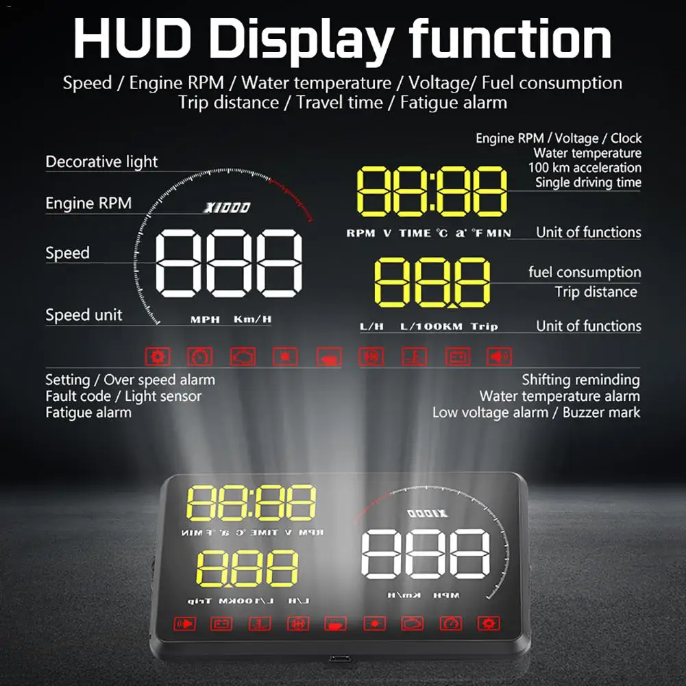 5,5 дюймов светодиодный цветной экран авто HUD Дисплей A9 инструмент светоотражающий проектор Gps Спидометр температура воды