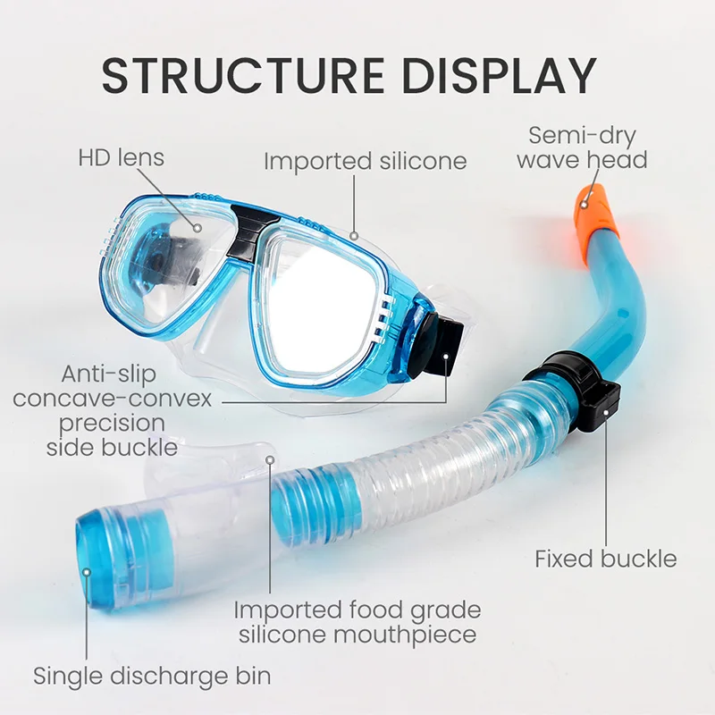 Professional Scuba Diving Mask and Snorkels Set Anti-Fog Goggles Glasses Diving Swimming Easy Breath Tube Snorkeling suit