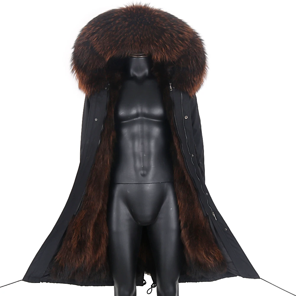 

2021 Men X-Long Parka Winter Jacket Warm Thick Fur Parka Man Coat Natural Fox Fur Parka Waterproof Coat Outerwear Streetwear