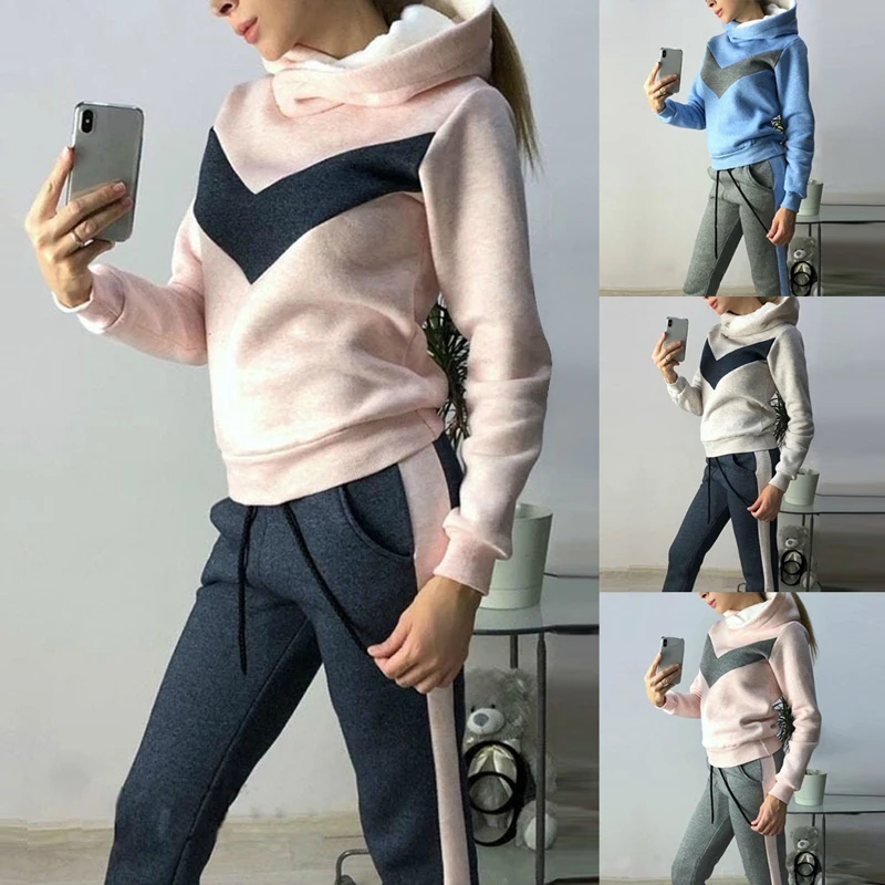 

Winter Women Tracksuits Sports Suits Plus Velvet Hoodies Sweatshirts Pants Running Set Fleece Sportswear Warm Thicken Clothing