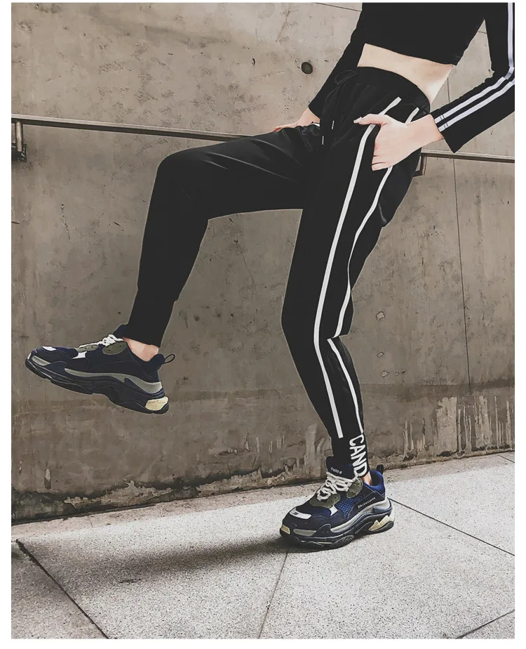 BIVIGAOS New INS Trendy Fashion White Stripe Sports Pants Joggers Women Sweatpants Spring Autumn Slimming Casual Harem Pants