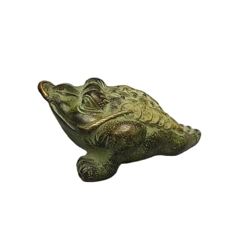 Китайское старинное бронзовое трехножное золотое украшение Bufo Fengshui на семь