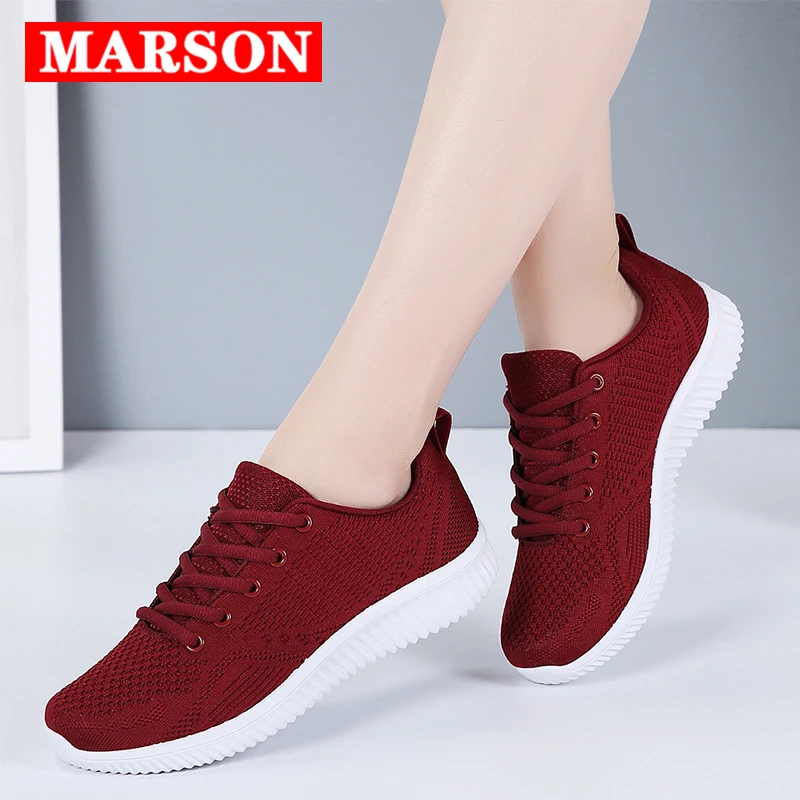

MARSON Women's Casual Flats Shoes Fashion Lightweight Breathable Sneakers Mesh Sport Shoe Walking Running Footwear Outdoor