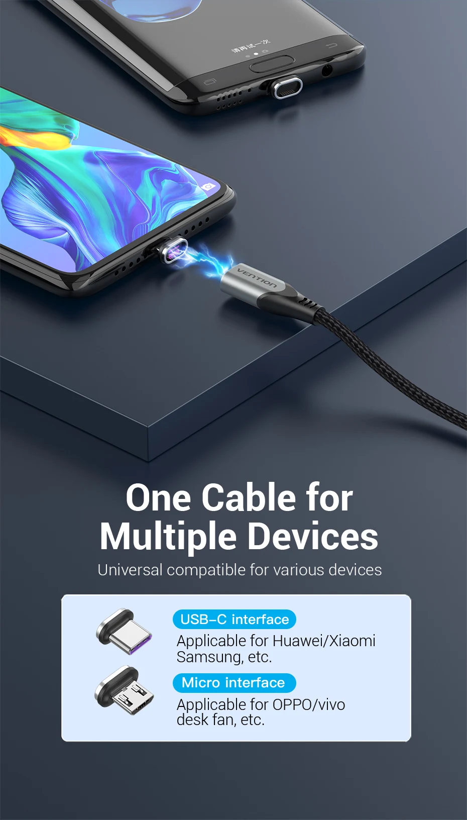 Cable de carga magnética 5A Cable de carga rápida USB tipo C Cable mag