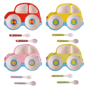 

Baby Bowls Plate Tableware Children Food Container Placemat Dishes Infant food Feeding Bowl Child Kids Feed Plat with Fork Spoon