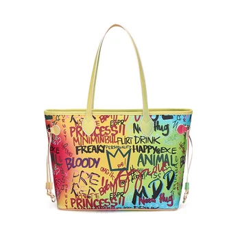 

1 PC Colorful Hand-painted Graffiti Bag Women Large-capacity Tote Ladies Fashion Top-Handle Bag Handbag Dropship New Arrival
