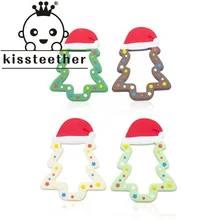Kissteether – anneau de dentition en Silicone, arbre de noël, mignon, pendentifs de qualité alimentaire, accessoires de bricolage, soins infirmiers, jouets pour bébé 