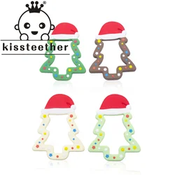 Kissteether Silicone Christmas Tree Teether Cute Food Grade Silicone Pendants DIY Accessories Nursing Teething Toys Baby Teether