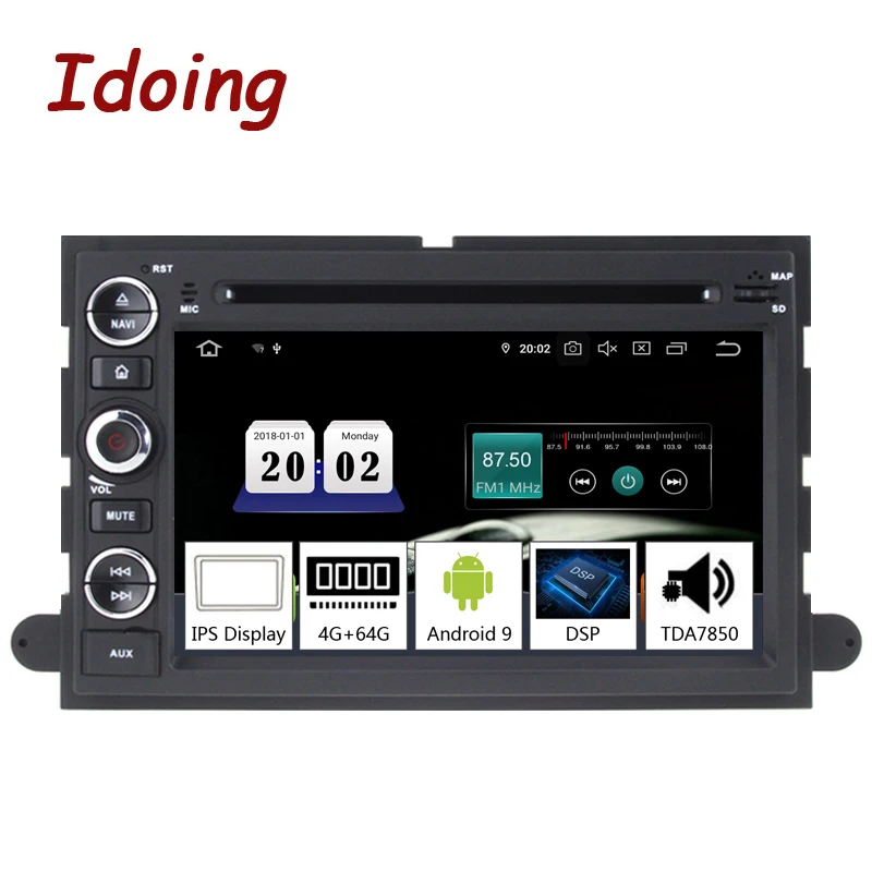 Top Idoing 7"2Din Andriod 9.0 Car Radio DVD Multimedia Player For Ford Fusion Explorer Edge 2004-2009 4G+64G 8 Core GPS Navigation 1