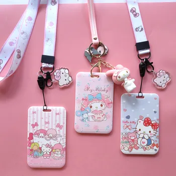 

Super Cute Cat Bank Credit Card Holders Student Bus ID Holders Identity Badge Protective Shell with Pendant Women Office Supply