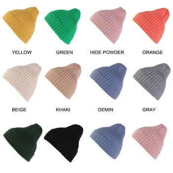 

2019 Warm Winter Women Candy Color Knitted Hat Hip Hop Casual Soft Beanie Cap Solid Color Female Bonnet Ladies Gorro Invierno