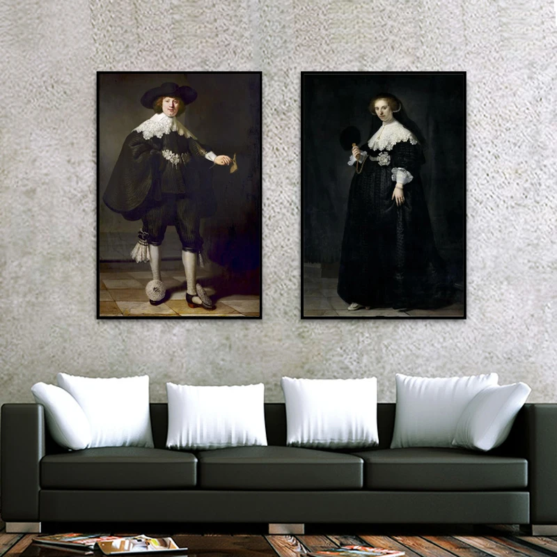 

Famous Oil Painting Prints Marten Soolmans and Oopjen Coppit wedding Made by Rembrandt Van Rijn on Canvas Wall Art Pictures