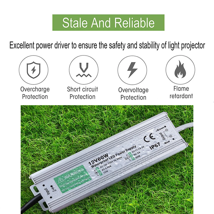 Waterproof IP67 LED Driver DC 12V 24V Lighting Transformer 10W 20W 30W 50W 80W 100W 120W 150W Power Supply for LED Strip Light (4)