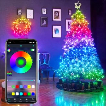 50/100Led Kerstboom Decoratie Licht Aangepaste Smart Bluetooth Led String Licht App Afstandsbediening Fairy Lights Room Decor