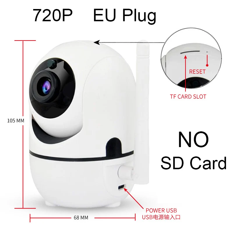 720P White EU Plug HD 1080P облачная Беспроводная ip-камера интеллектуальное автоматическое отслеживание безопасности человека дома наблюдения Wi-Fi камера видеонаблюдения монитор младенца - Цвет: 720P White EU Plug