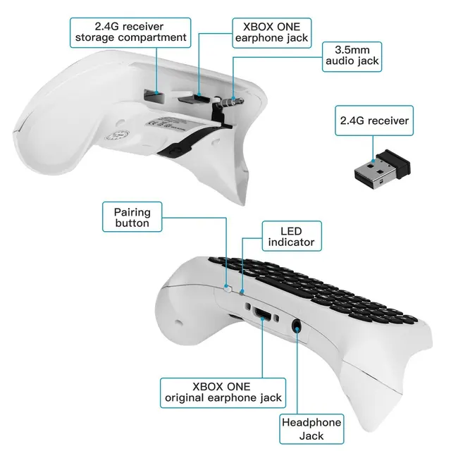 Clavier sans fil blanc avec récepteur USB, pour Microsoft Xbox One,  contrôleur de jeu - AliExpress