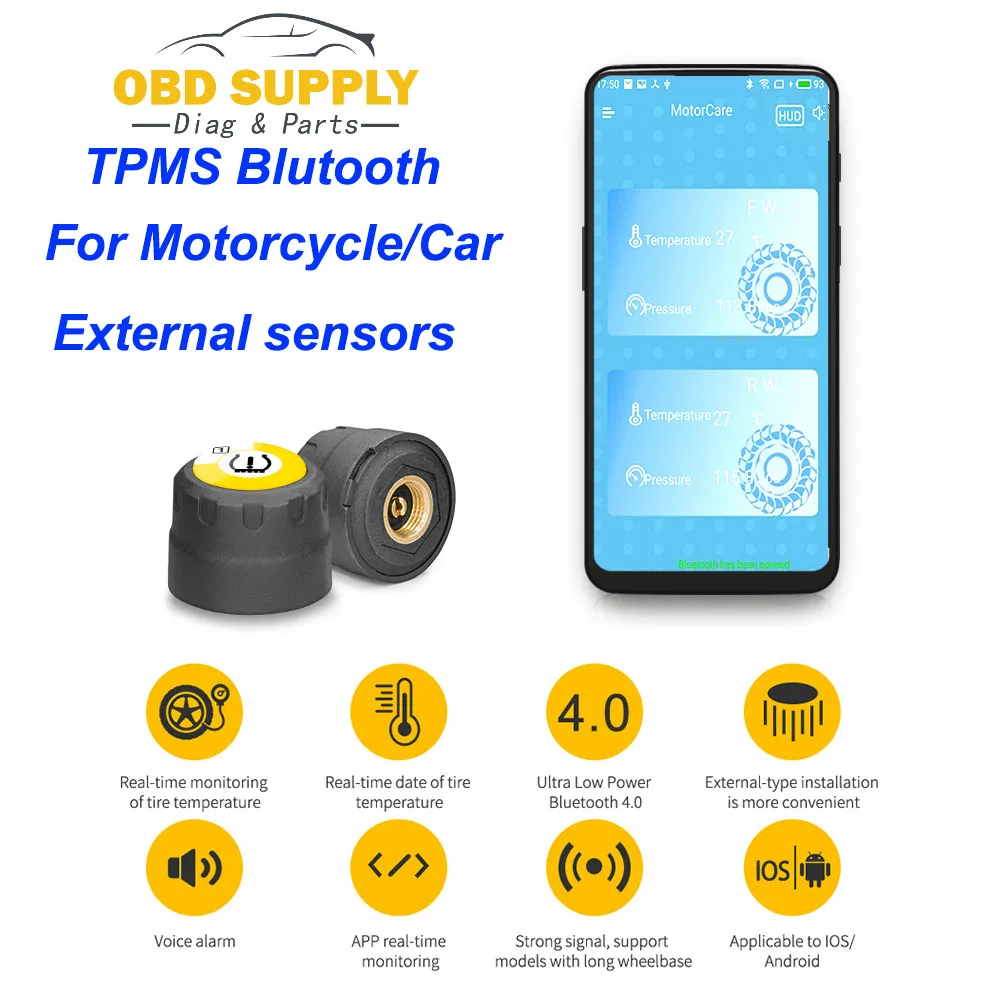 Bluetooth TPMS системы мониторинга давления в шинах сенсор TPMS Мотоцикл Авто внешний датчик s Android IOS