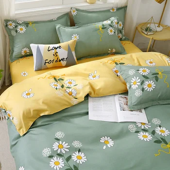 

Autumn and Winter Ins Washed Cotton Four-Piece Bed Sheet Quilt Cover Bedding Single Bed 3 Student Dormitory Three-Piece Set 4