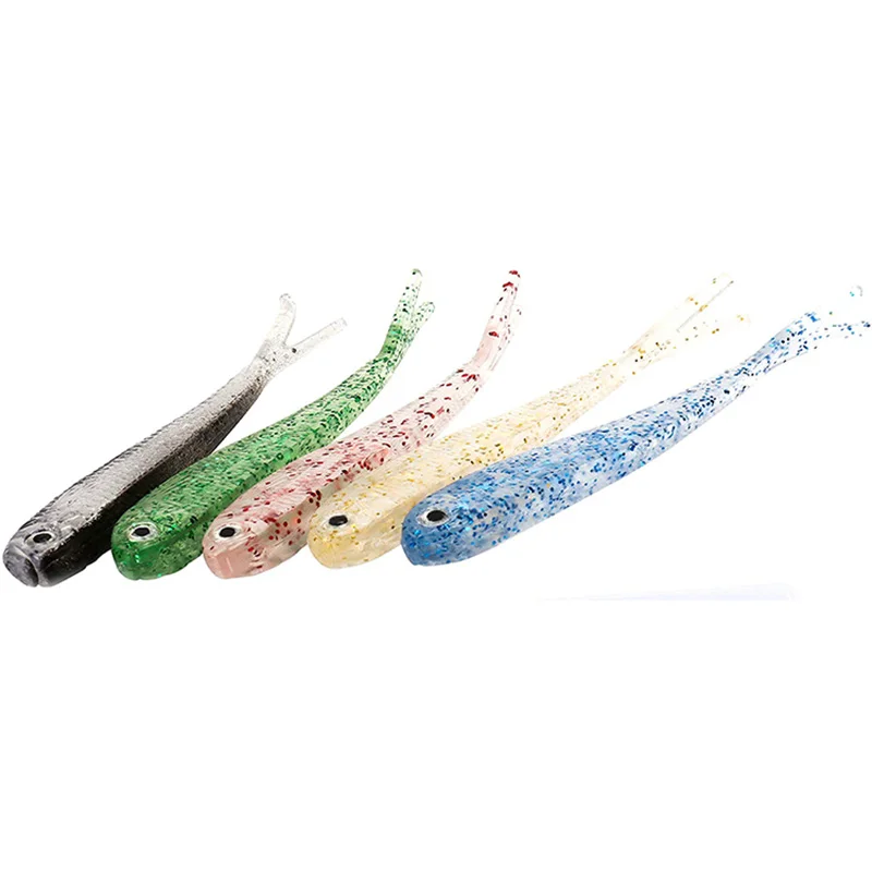 

BESTMOVE 5 Colors Soft Lure Kit Silicone Bait With Split Tail Jerkbait Fishing Lure Set