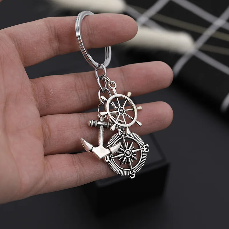 

Hello Miss New Keychain Leisure Anchor Rudder Metal Keychain Pendant Clothing Accessories Fashion Neutral Keychain ring