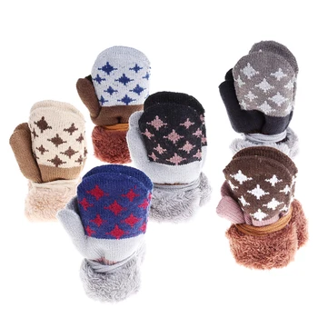 

New Baby Autumn And Winter Knitted Warm Gloves Girls Boys Outdoor Winter Patchwork Keep Warm Mittens Gloves