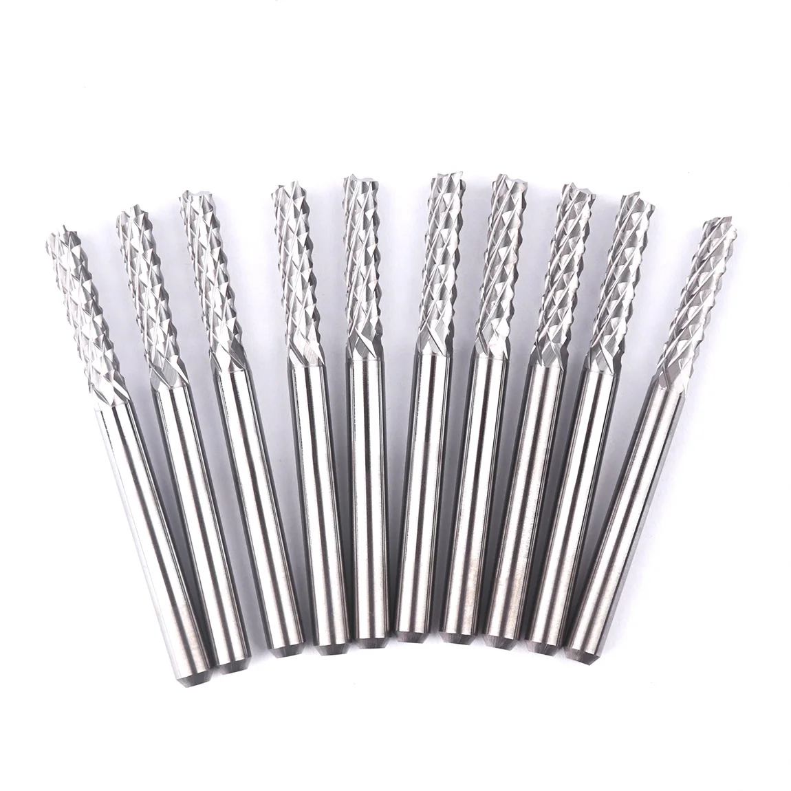 10pcs/Sets 3.175mm Shank Milling Cutter Woodwork Spiral Carbide Tool CNC Router PCB Compression Wood End Mill Bit | Инструменты