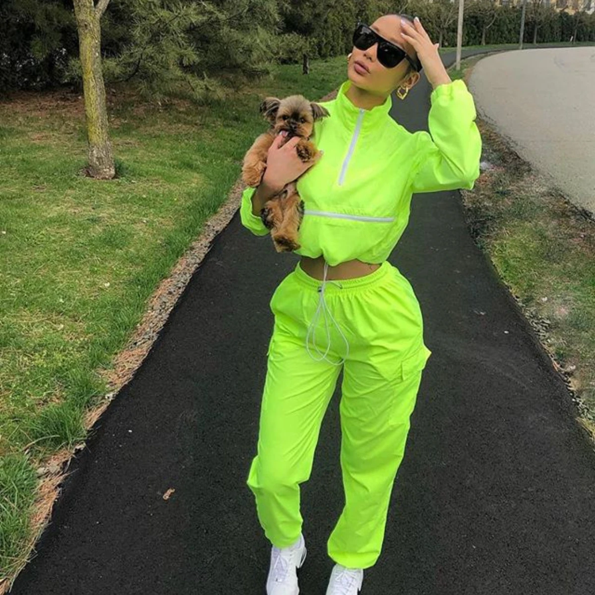 neon track pants womens