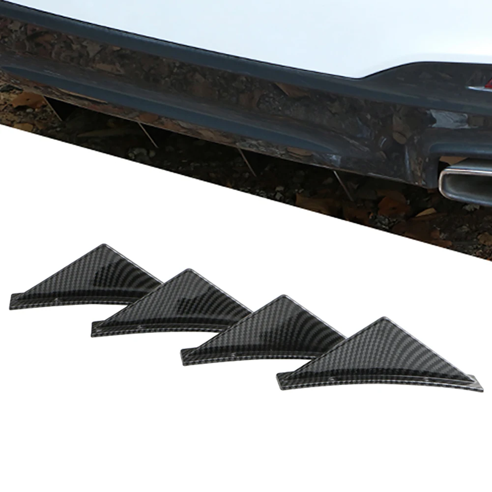 Car Rear Bumper Lip Diffuser Triangle Shark Fin Separator Decorative Kit 4PCS