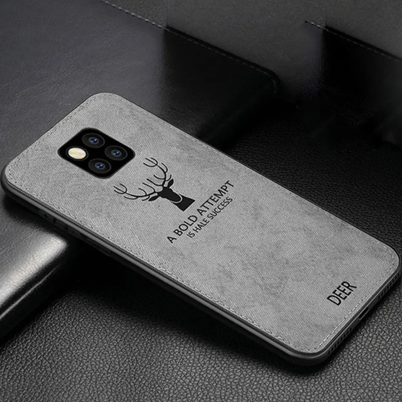 Gray Тканевый чехол с рисунком оленя и лосей для huawei P20 Lite P8 P9 P10 Lite, мягкий силиконовый чехол из ткани для huawei mate 20 Lite 10 9 8 Pro - Цвет: Gray