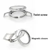 1pc 316L stainless steel floating glass locket with black real leather bracelet 2