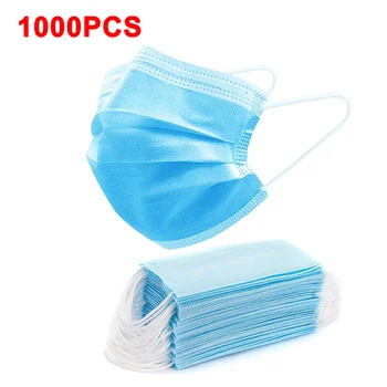 

1000pcs Mask Disposable Non wove 3 Layer Ply Filter Mouth Masks Breathable Earloops Protective Masks