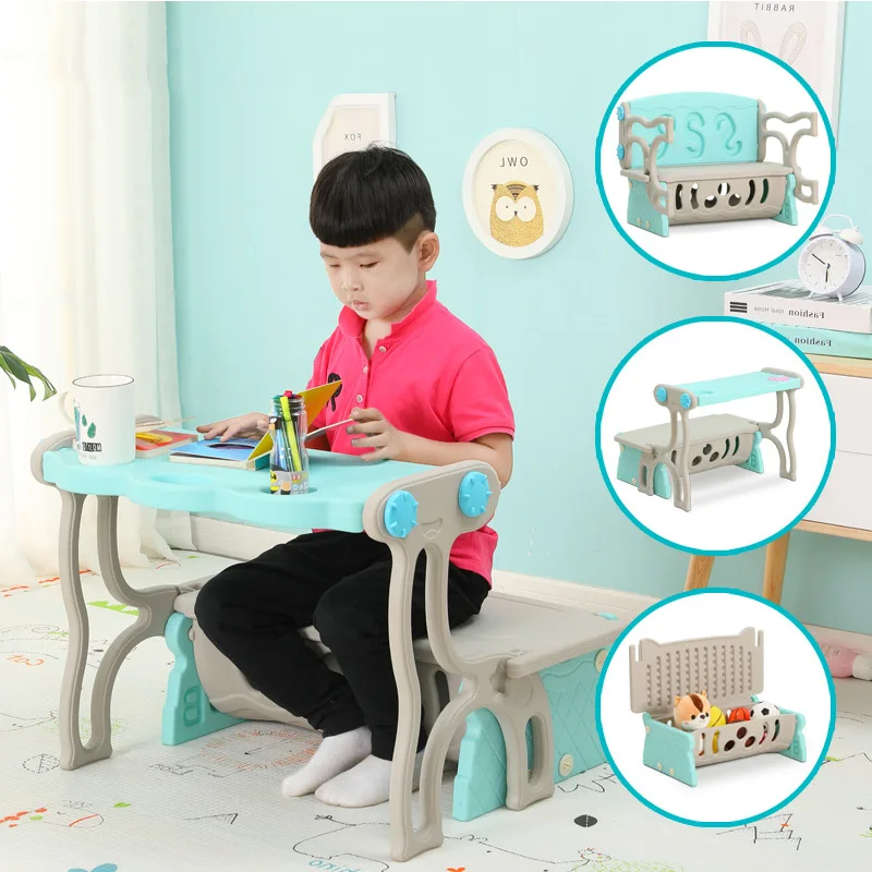 

Children Chair s multi-function study table folding deformation sofa chair baby eating table infant game storage table and chair