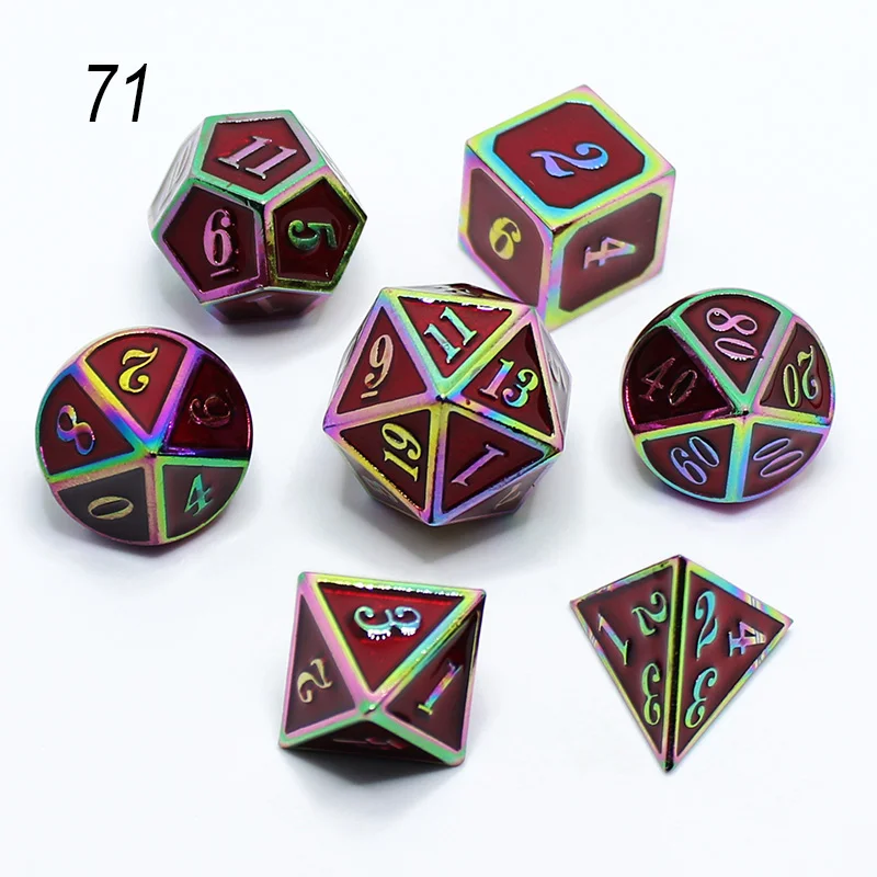 Игральные кости DND Металл РГП набор многогранных подземелья и дракон d20 10 8 зеленые настольные игры цинковый сплав Зеленый цифровой узор в кости - Цвет: 71