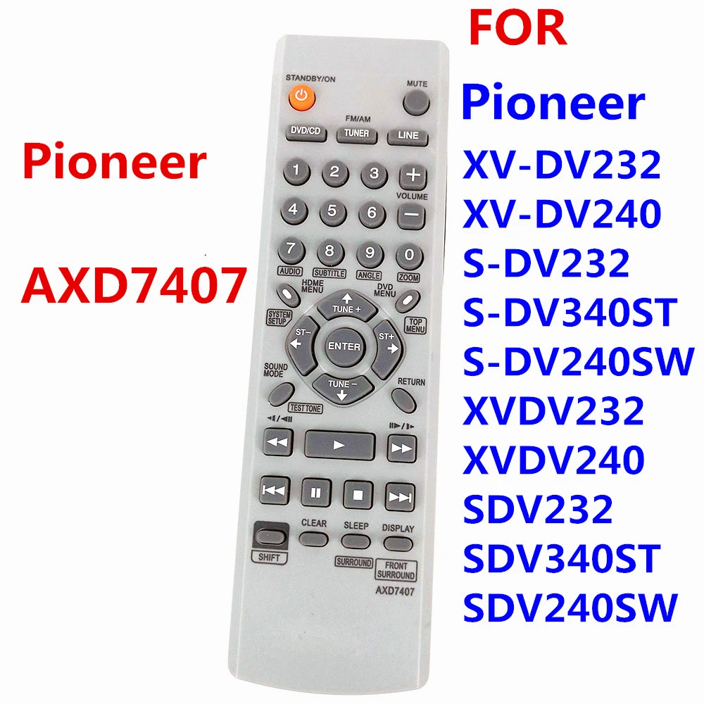 New Replace Axd7407 Remote Control For Pioneer Dvd Player Remote Control Xvdv350 Axd 7407 Dcs232 Dcs240 Dcs535 Remote Control For Pioneer Remote Controlremote Control Controller Aliexpress