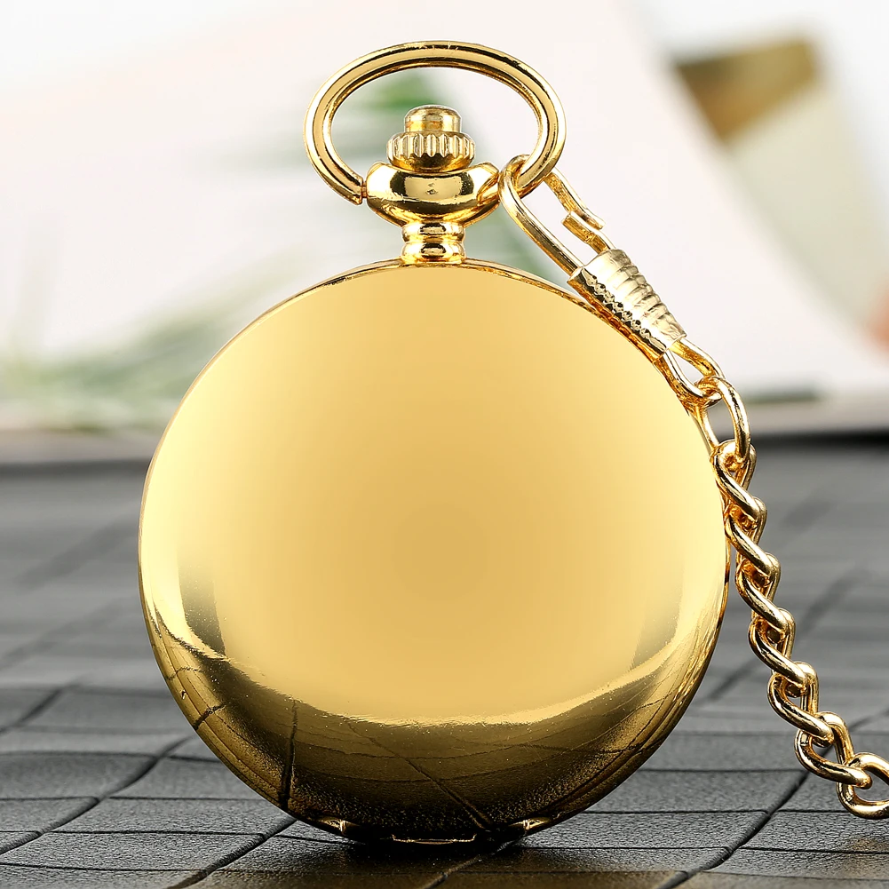 Классический Золотой герметичный пакет для жидкости часы для мужчин и женщин циферблат с римскими цифрами карманные часы грубая цепочка