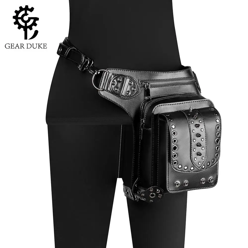 Сумка кошелек GearDuke для мужчин и женщин черная кожаная сумка в стиле стимпанк