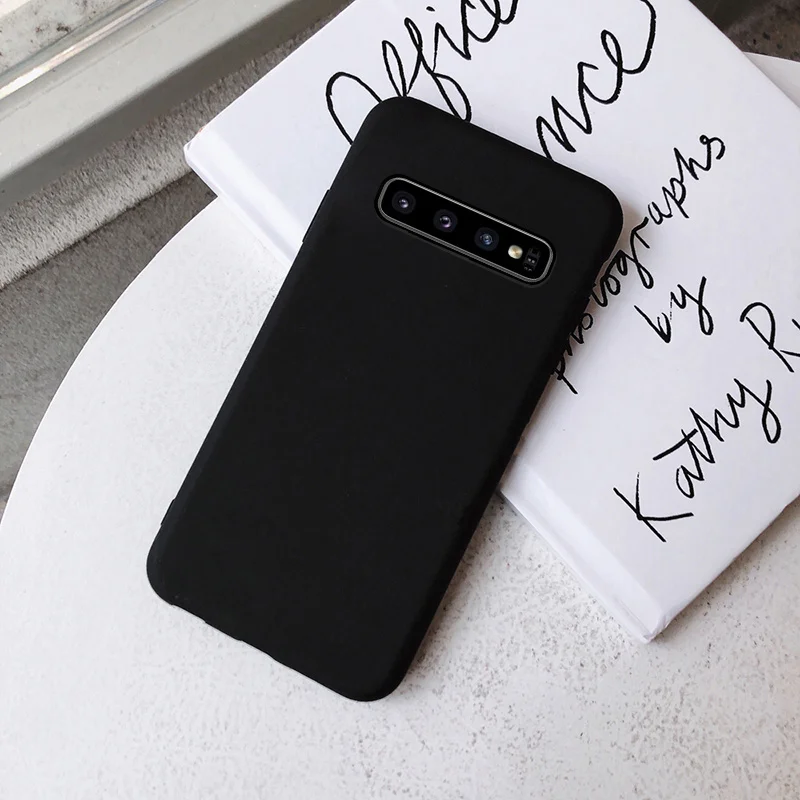 Черный Матовая Карамельный цвет Силиконовые чехлы из ТПУ для samsung Galaxy S9 S8 S10E плюс J7 J8 A6 A7 A8 note5 note8 note9 A60 A50 чехол Capa - Цвет: Черный