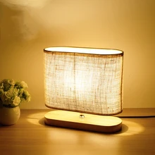 Скандинавские деревянные светодиодные настольные лампы, тканевый абажур, Настольные светильники для гостиной, прикроватная настольная лампа, лампы для чтения, Декор, приспособление