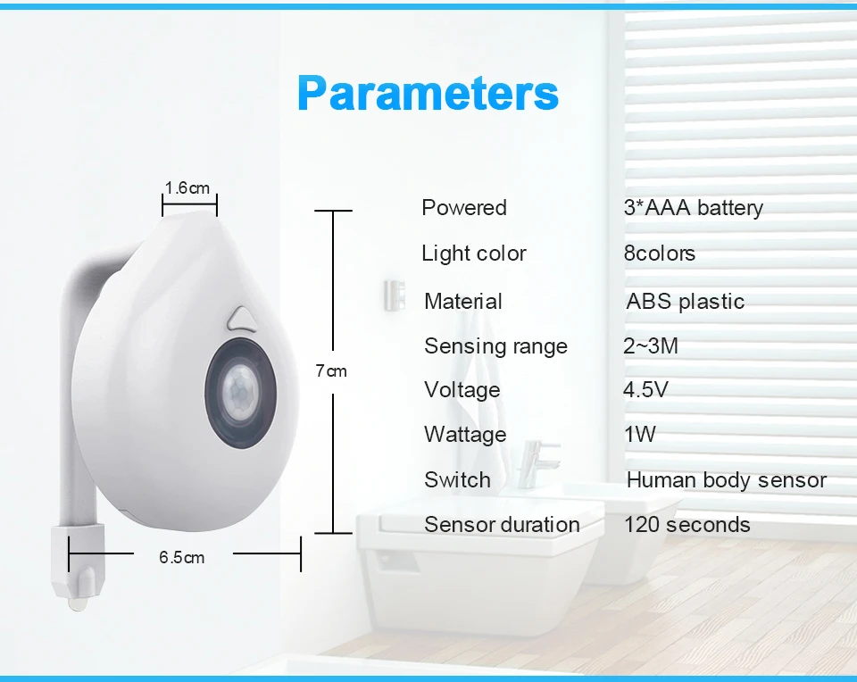 Alimentado por ba Luz do Sensor de Movimento Luz da Noite do Assento do Vaso Sanitário Núcleos Mutável Aaa wc 8 5 Luz do sensor de movimento wc luz